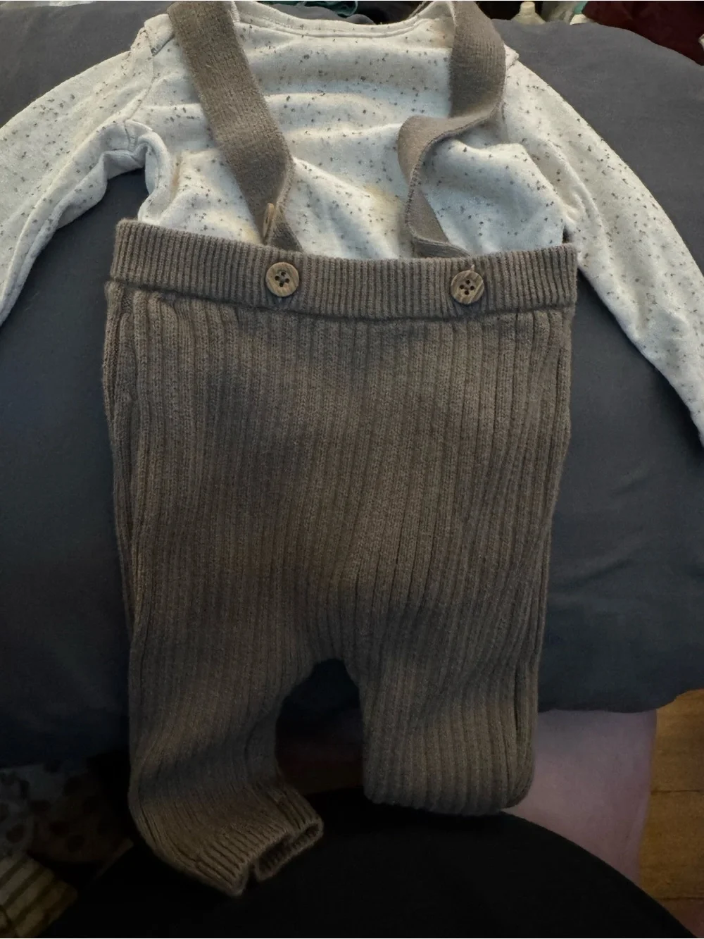 Carter's Light Blue Speckled Long-Sleeve Bodysuit - Picture 4 of 4